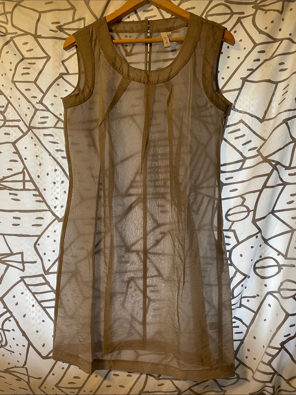 Sheer Sleeveless Overlay Slip Dress in Taupe silver